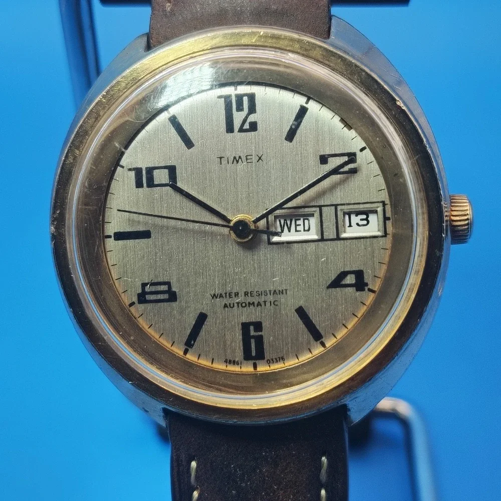 Vintage 1972‎ Timex Automatic 38mm Mens Dress Watch Fully Restored New strap